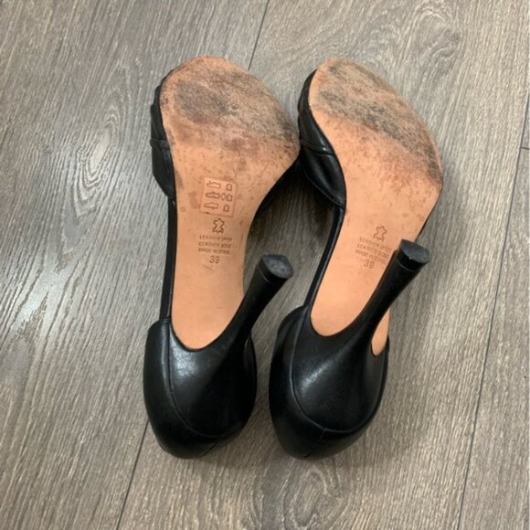 Aldo Women's Open toe Pumps Heels Leather Black Crystal Embellishment detail - Picture 16 of 16